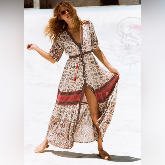 EUC Spell & The Gypsy Collective Rosewood Elle Gown Maxi Dress/Duster - Picture 4 of 17